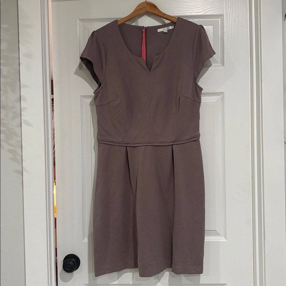 Boden Taupe Cap-Sleeve Fit & Flare Dress
